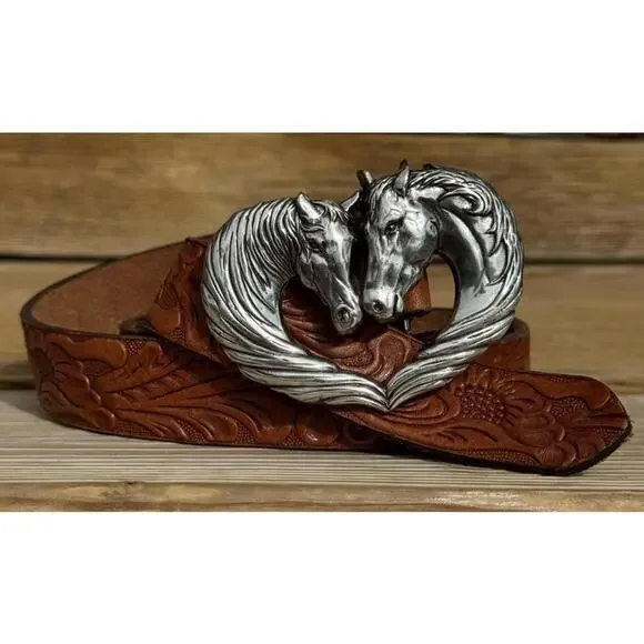 Justin Boots Brown Belt with Silver Buckle - Picture 2 of 10